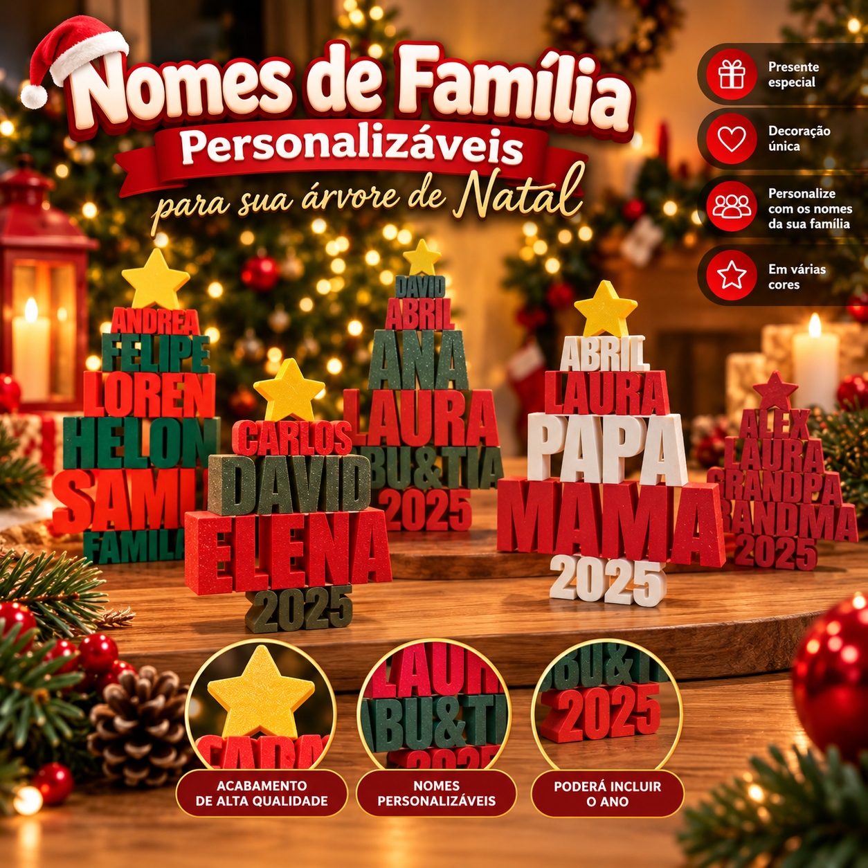 Arvore Natal Nomes de Familia